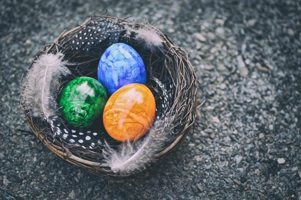 easter eggs, easter nest, easter, decoration, easter festival, spring, easter theme, cute, easter decoration, nature, deco, easter greetings, coloured, bird nest, nest, multicoloured, colored, colorful eggs, easter, easter, easter, easter, easter, nest